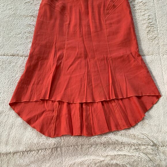 Vintage 90s Bebe women's salmon pink linen blend trumpet knee length skirt US 0 - Picture 4 of 10